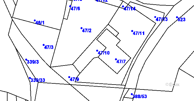 Parcela st. 47/10 v KÚ Munice, Katastrální mapa