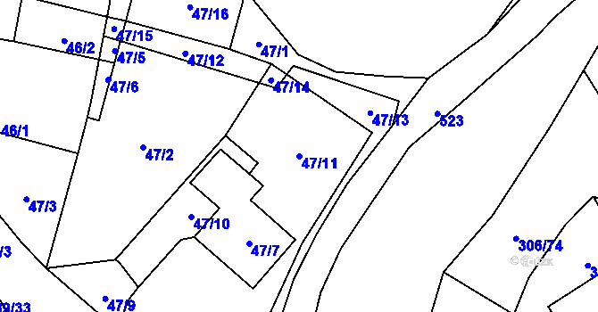 Parcela st. 47/11 v KÚ Munice, Katastrální mapa