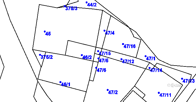 Parcela st. 47/15 v KÚ Munice, Katastrální mapa
