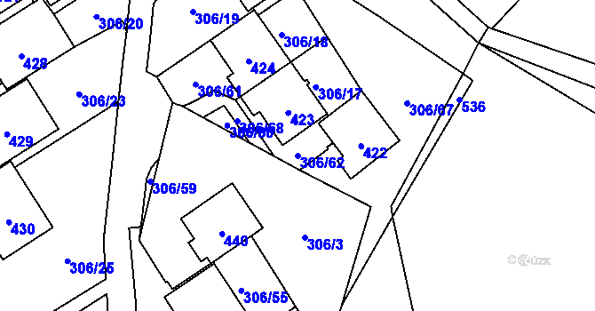 Parcela st. 306/62 v KÚ Munice, Katastrální mapa