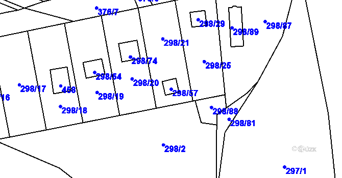 Parcela st. 298/57 v KÚ Munice, Katastrální mapa