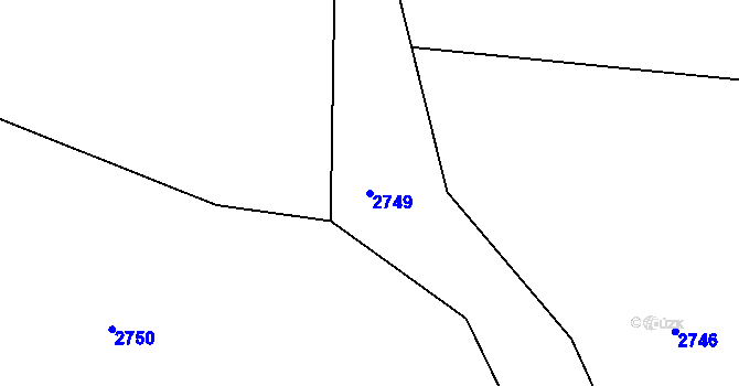 Parcela st. 2749 v KÚ Hluboké, Katastrální mapa