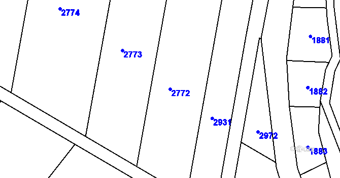 Parcela st. 2772 v KÚ Hluboké, Katastrální mapa