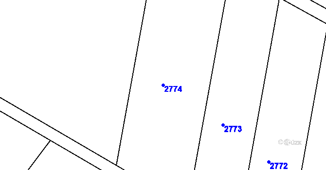 Parcela st. 2774 v KÚ Hluboké, Katastrální mapa