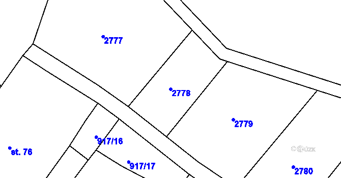 Parcela st. 2778 v KÚ Hluboké, Katastrální mapa