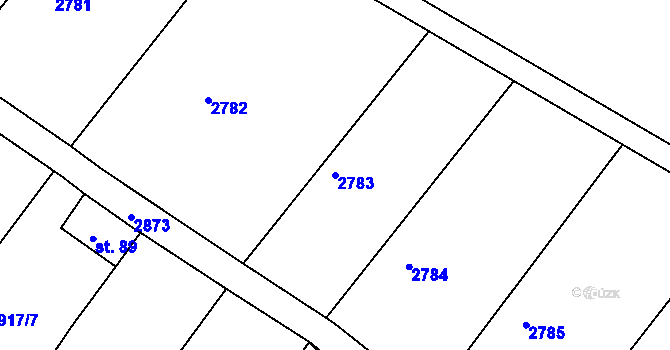 Parcela st. 2783 v KÚ Hluboké, Katastrální mapa