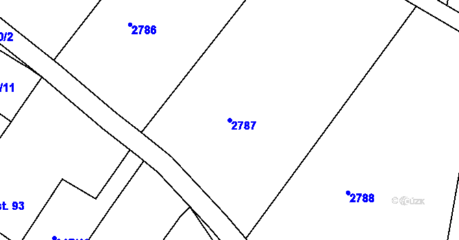 Parcela st. 2787 v KÚ Hluboké, Katastrální mapa