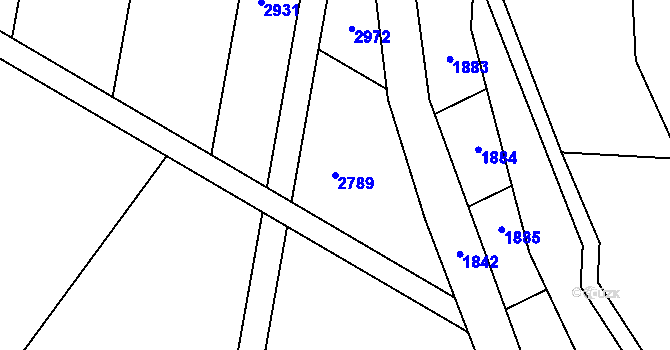 Parcela st. 2789 v KÚ Hluboké, Katastrální mapa