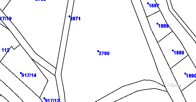 Parcela st. 2790 v KÚ Hluboké, Katastrální mapa