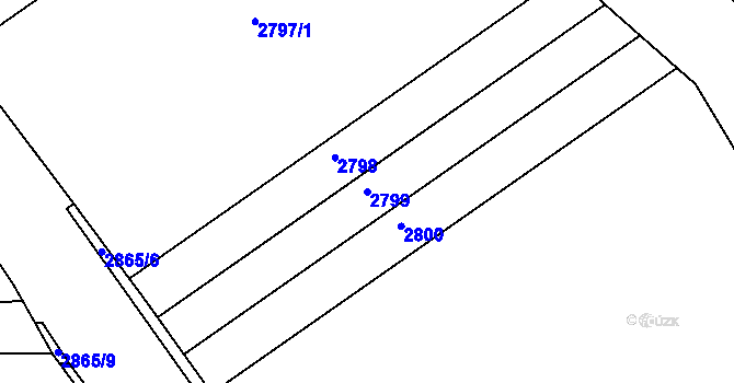 Parcela st. 2799 v KÚ Hluboké, Katastrální mapa