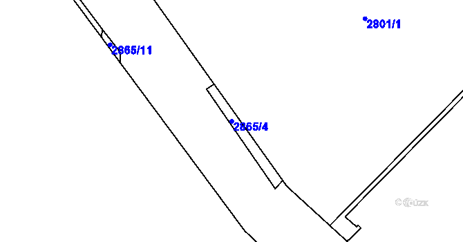 Parcela st. 2865/4 v KÚ Hluboké, Katastrální mapa