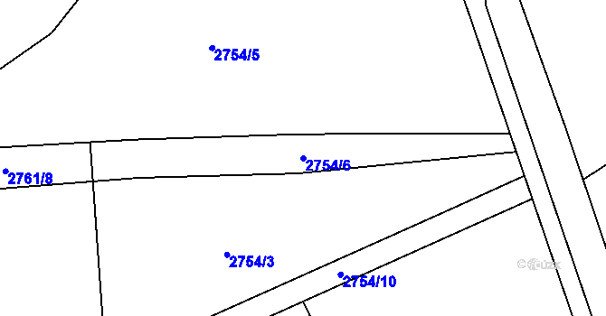 Parcela st. 2754/6 v KÚ Hluboké, Katastrální mapa