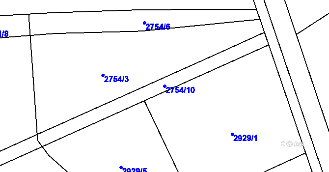 Parcela st. 2754/10 v KÚ Hluboké, Katastrální mapa