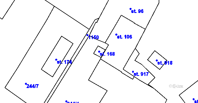 Parcela st. 168 v KÚ Hluboké, Katastrální mapa