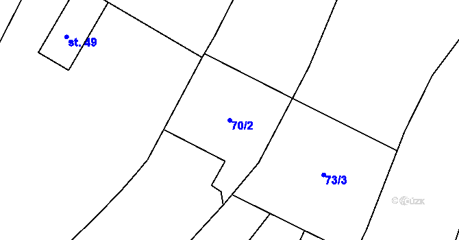 Parcela st. 70/2 v KÚ Hluboké, Katastrální mapa