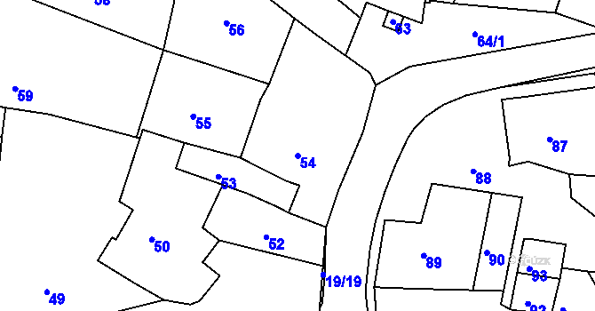 Parcela st. 54 v KÚ Hluboké Dvory, Katastrální mapa