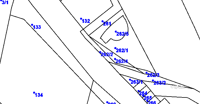 Parcela st. 262/2 v KÚ Hluboké Dvory, Katastrální mapa