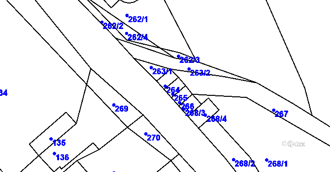 Parcela st. 264 v KÚ Hluboké Dvory, Katastrální mapa