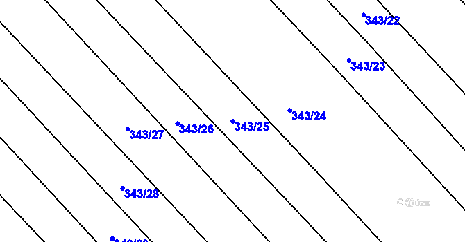 Parcela st. 343/25 v KÚ Hluboké Dvory, Katastrální mapa