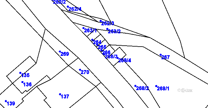Parcela st. 268/3 v KÚ Hluboké Dvory, Katastrální mapa