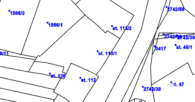 Parcela st. 113/1 v KÚ Hluboké Mašůvky, Katastrální mapa