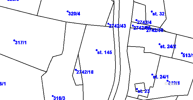 Parcela st. 145 v KÚ Hluboké Mašůvky, Katastrální mapa