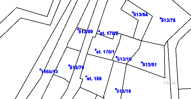 Parcela st. 170/1 v KÚ Hluboké Mašůvky, Katastrální mapa