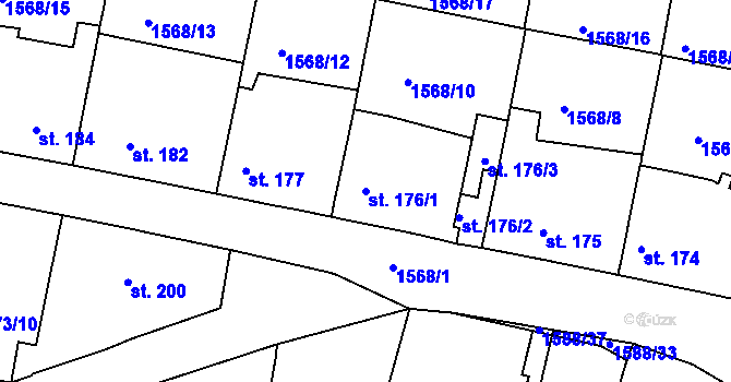 Parcela st. 176/1 v KÚ Hluboké Mašůvky, Katastrální mapa