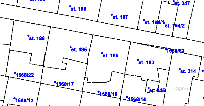 Parcela st. 196 v KÚ Hluboké Mašůvky, Katastrální mapa