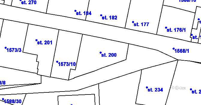 Parcela st. 200 v KÚ Hluboké Mašůvky, Katastrální mapa