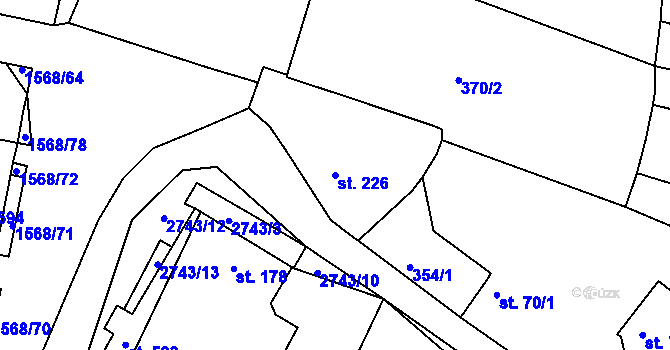 Parcela st. 226 v KÚ Hluboké Mašůvky, Katastrální mapa