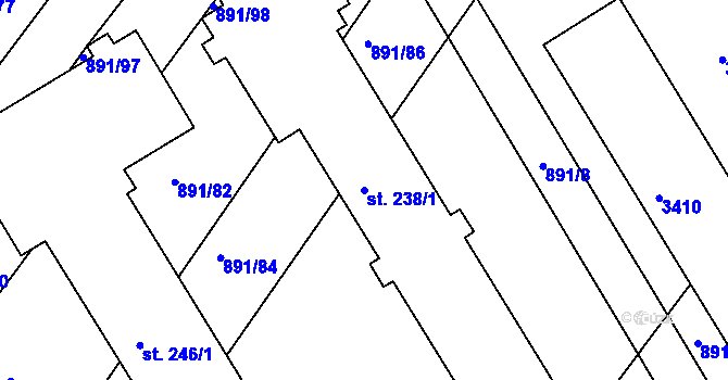 Parcela st. 238/1 v KÚ Hluboké Mašůvky, Katastrální mapa