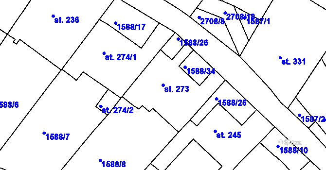 Parcela st. 273 v KÚ Hluboké Mašůvky, Katastrální mapa