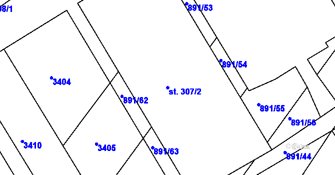 Parcela st. 307/2 v KÚ Hluboké Mašůvky, Katastrální mapa