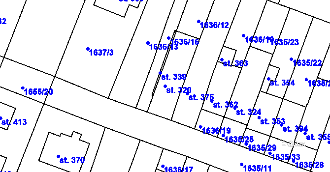 Parcela st. 320 v KÚ Hluboké Mašůvky, Katastrální mapa