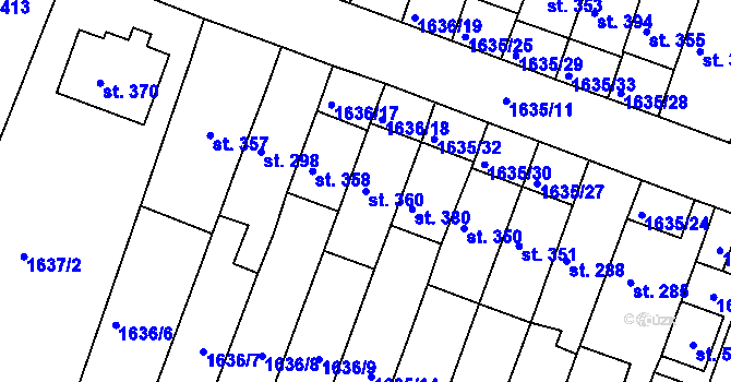 Parcela st. 360 v KÚ Hluboké Mašůvky, Katastrální mapa