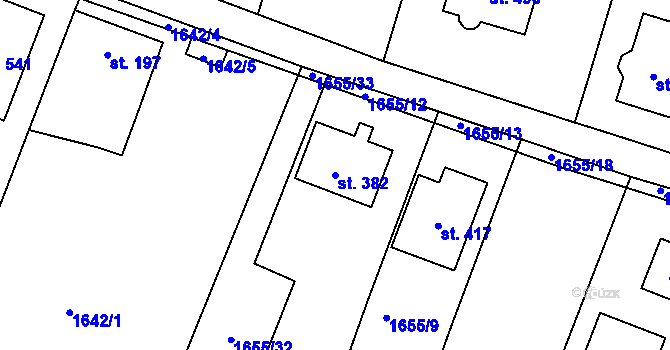 Parcela st. 382 v KÚ Hluboké Mašůvky, Katastrální mapa