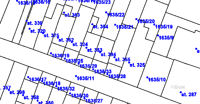 Parcela st. 394 v KÚ Hluboké Mašůvky, Katastrální mapa