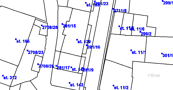 Parcela st. 281/16 v KÚ Hluboké Mašůvky, Katastrální mapa