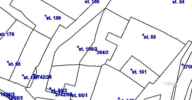 Parcela st. 284/2 v KÚ Hluboké Mašůvky, Katastrální mapa