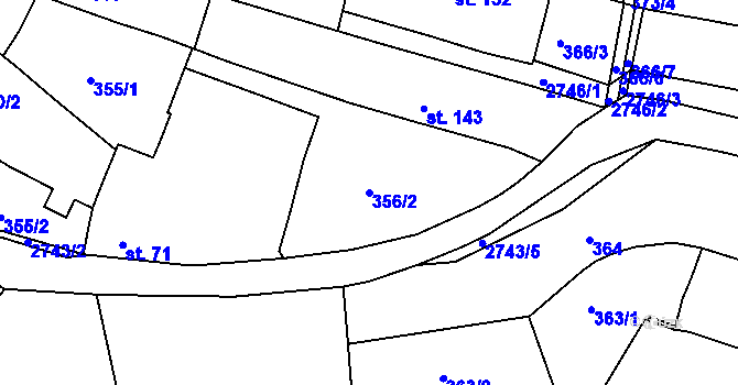 Parcela st. 356/2 v KÚ Hluboké Mašůvky, Katastrální mapa