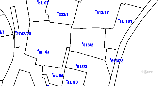 Parcela st. 513/2 v KÚ Hluboké Mašůvky, Katastrální mapa