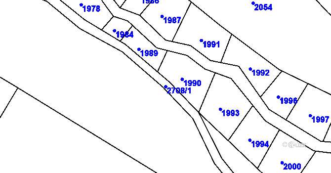 Parcela st. 2708/1 v KÚ Hluboké Mašůvky, Katastrální mapa