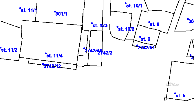 Parcela st. 2742/2 v KÚ Hluboké Mašůvky, Katastrální mapa