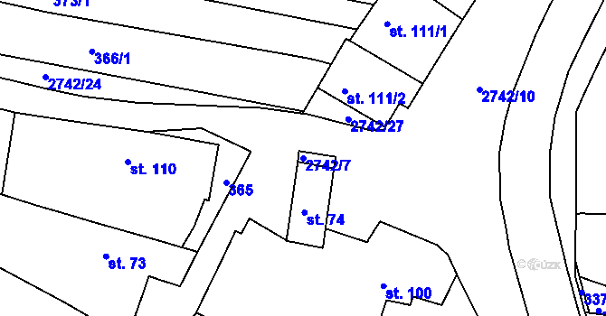 Parcela st. 2742/7 v KÚ Hluboké Mašůvky, Katastrální mapa