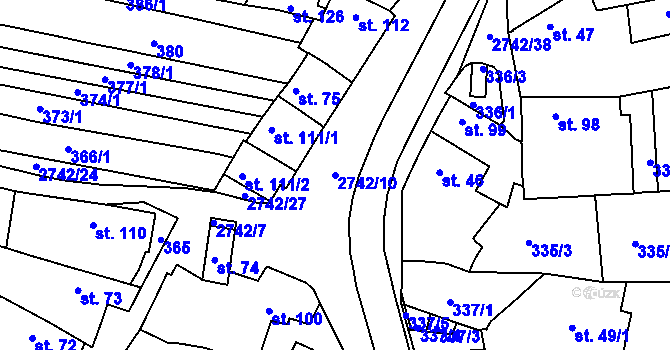 Parcela st. 2742/10 v KÚ Hluboké Mašůvky, Katastrální mapa
