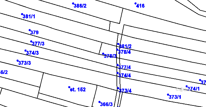 Parcela st. 378/3 v KÚ Hluboké Mašůvky, Katastrální mapa