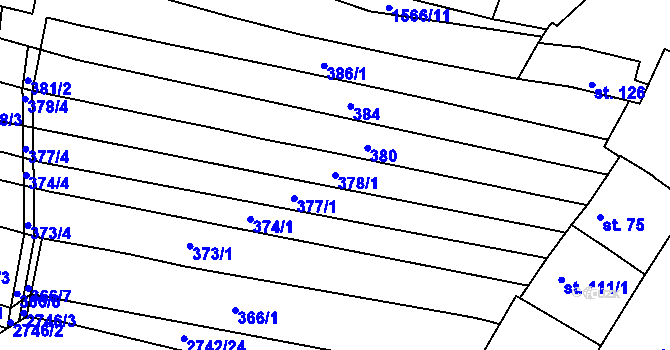 Parcela st. 378/1 v KÚ Hluboké Mašůvky, Katastrální mapa