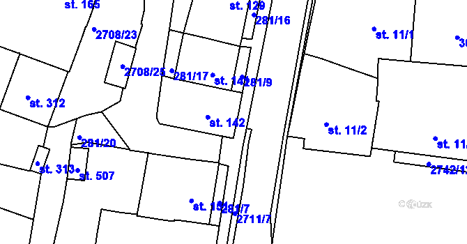 Parcela st. 281/8 v KÚ Hluboké Mašůvky, Katastrální mapa