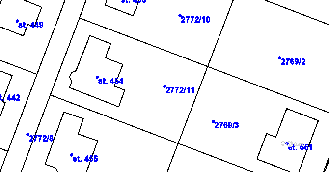 Parcela st. 2772/11 v KÚ Hluboké Mašůvky, Katastrální mapa